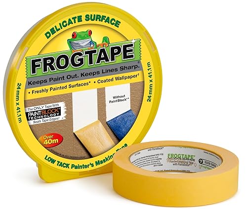 Frog Tape Maler-Kreppband für empfindliche Oberflächen, 24 mm x 41,1 m, Gelb Für Innenmalerei und Dekoration für scharfe Linien ohne Auslaufen von Farbe. - Cheap-Us
