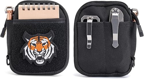 EDC Pouch Pocket Organizer,Kleine EDC Tasche mit Klettfläche,Kleine Werkzeugtasche Tool Tasche mit D-Form Schlüsselring,Nylon Multitool EDC Rucksack-Zusatztasche für kleine Werkzeuge(TK05-Schwarz) - Cheap-Us