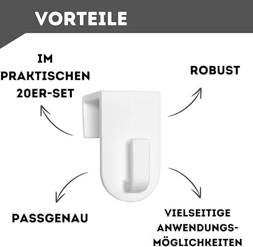 Fensterhaken | Dekohaken - Aufhänger | Transparent | 20er-Set | Für Fenster bis maximal 17 mm Falzmaß geeignet | Optimal für Ihre Fensterdeko | 35 x 20 mm - Cheap-Us