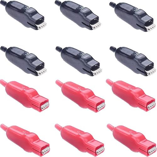 Youmile 12 Stück Krokodilklemmen 20A Ummantelte Krokodilklemmen Isolierte Krokodilklemmen Stromkreisprüfklemme Roter Clip Schwarzer Clip - Cheap-Us