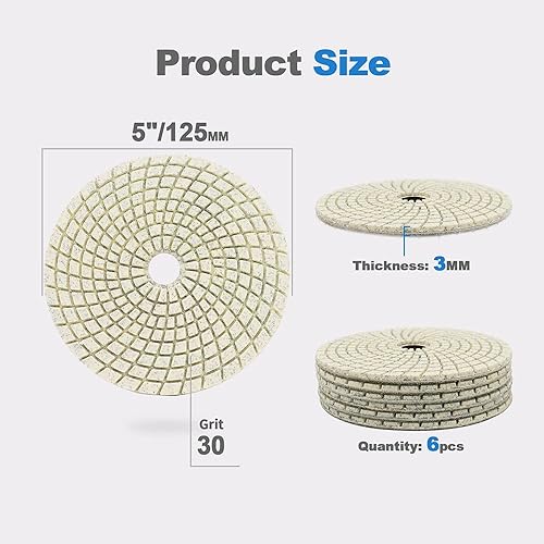 Nasse Diamant Polierscheibe - HIGHDRIL 6 Stück 100MM #3000 diamant schleifpad für Granit, Marmor, Keramik, Kunststein Schleifblock auf Schleifer oder Polierer verwendet - Cheap-Us