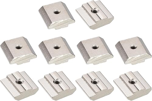 sourcing map 50Stk T-Muttern - Vernickelt Karbonstahl T Slot Bolzen 3030 Serie M3 Hammer Kopf Verschluss Gleitende T-Muttern für Aluminium Extrusionsprofile (Silber) - Cheap-Us