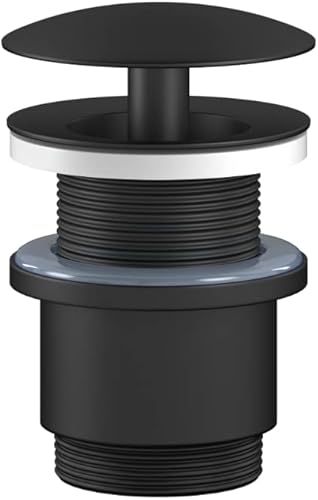 CHRIS BERGEN | Ablaufgarnitur nicht verschließbar | Ablaufventil für Waschbecken ohne Überlauf in Chrom und Schwarz matt (Schwarz matt) - Cheap-Us