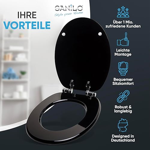 Sanilo WC Sitz mit Absenkautomatik, viele schöne schwarze Toilettendeckel zur Auswahl, hochwertige und stabile Qualität aus Holz (Vip Lounge) - Cheap-Us