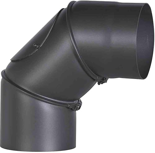 FireFix R150/B Ofenrohrbogen aus 2 mm starken Stahl (Rauchrohr) in 150 mm Durchmesser, für Kaminöfen und Feuerstellen, Senotherm, schwarz, 0-90 Grad verstellbar, mit Reinigungstür - Cheap-Us