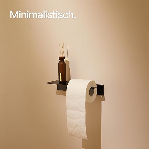 Designfabrik Hamburg Toilettenpapierhalter ohne Bohren | Klopapierhalter zum Kleben | Klorollenhalter Bad | WC Rollenhalter selbstklebend | Toilettenpapierhalter Schwarz | Modernes Design - Cheap-Us