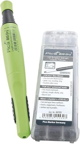 PICA-BIG Dry 1 x Marker + 12 Ersatzminen 6030 For All Bau-Minen Graphit - Cheap-Us