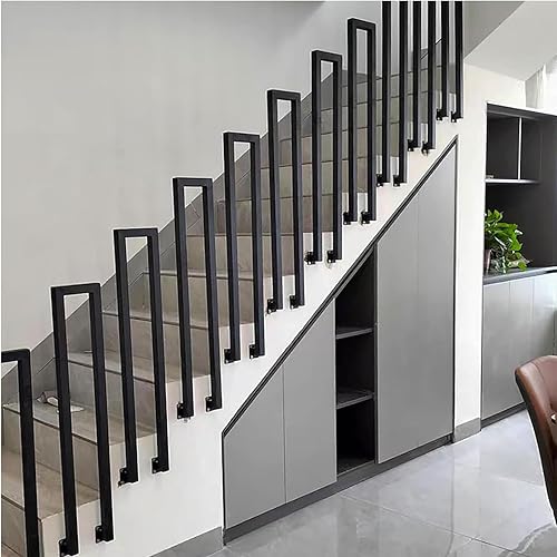 U-förmige Geländer Treppe, Treppengeländer Innen, Treppengeländer Außen, Handlauf Treppe U Form, Geländer Treppe Treppenhandlauf für Balkone Flure Wohnungen Villen (schwarz, U-75CM) - Cheap-Us