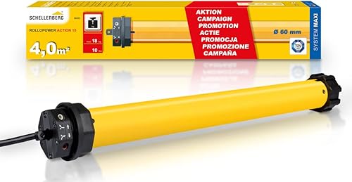 Schellenberg 20223 Rolladenmotor Action für 60 mm Stahlrohrwellen, mechanische Endlageneinstellung, für bis zu 4 m² Fläche, SW 60, Rolladenantrieb - Cheap-Us