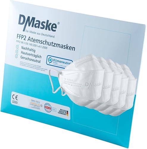 DMaske - FFP2 Masken - Deutscher Hersteller - FFP2 zertifiziert EN 149:2001 + A1:2009 - Modell: Luftkaiserin - Klimaneutrale Atemschutzmaske mit verbesserter Atemfähigkeit - Cheap-Us