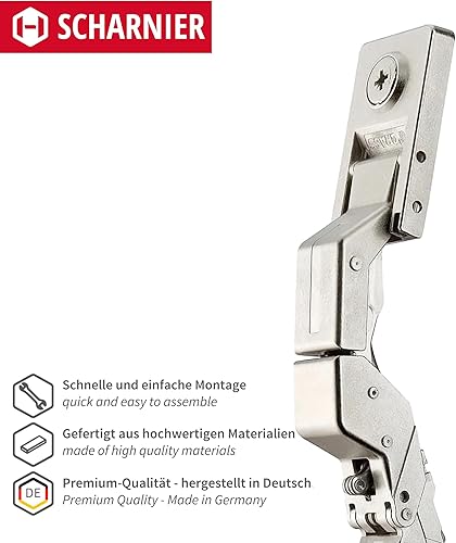 Gedotec Topfscharnier Tiomos Mirro Glastürscharnier für Spiegeltüren & Glastüren | Scharnier mit Dämpfung | Öffnungswinkel 125° | MADE IN GERMANY | 1 Stück Topfband mit Montageplatte - Cheap-Us