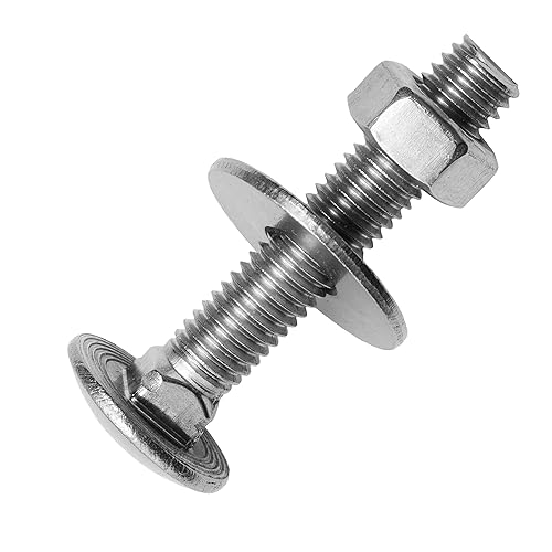 Techtanium® Schlossschrauben M8 x 80/80 mm inkl. Sechskantmuttern und großen Unterlegscheiben M8 aus Edelstahl A2 (20 Stück) | Schrauben | Muttern | U-Scheiben | DIN 603 & DIN 934 & DIN 9021 - Cheap-Us