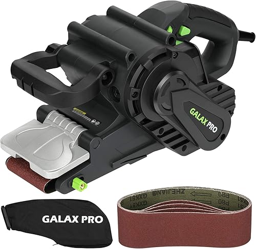 GALAX PRO S1T-SW19-76A Bandschleifer mit Drehzahlregelung & Staubsaugeranschluss, inkl. Staubbeutel & Schleifband, 1010W Schleifmaschine mit 533mm x 76mm Schleiffläche - Cheap-Us
