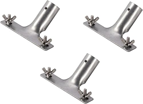 3 x Stielhalterung Metall Stielhalter 24mm Ø | Stielhalterung 87mm Lochabstand zur Selbstmontage | Stielaufnahme für Teleskopstange und Besenstiel | Metallhalter inkl. Schrauben und Flügelmuttern - Cheap-Us