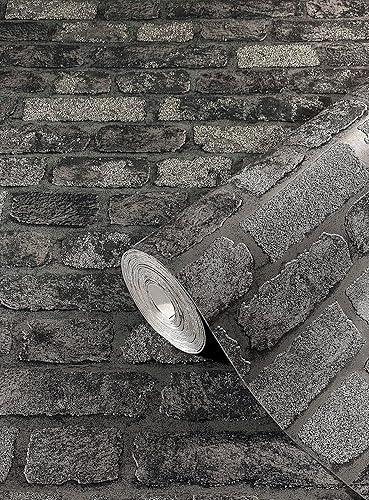 marburg Steintapete 3D Braun, Rot Backstein Ziegelstein Effekt Industrial für Schlafzimmer Wohnzimmer oder Küche Tapete Steinoptik 10,05m x 0,53m - Cheap-Us