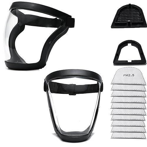 Fracavi Kunststoff-Vollgesichtsschutzschild Vollschutzausrüstung mit für Unisex und Erwachsene, wiederverwendbarer, transparenter Gesichtsschutz ohne Beschlag mit verstellbarem Band (2) - Cheap-Us