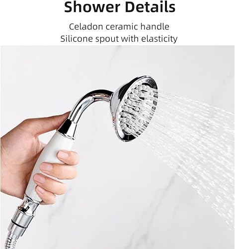 NIUKOMY Badewannenarmatur Vintage, Mischbatterie Badewanne Messing Chrom mit Keramik Handbrause, Wannenarmatur, Duscharmatur mit 90° Drehbar Lang Auslauf - Cheap-Us