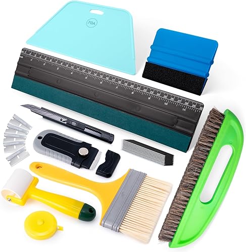 FOSHIO Tapete Glätten Werkzeug Tapete installieren Tapezierwerkzeug mit Bürsten,Rollen,Stachelwalzen,Tapeziermesser - Cheap-Us