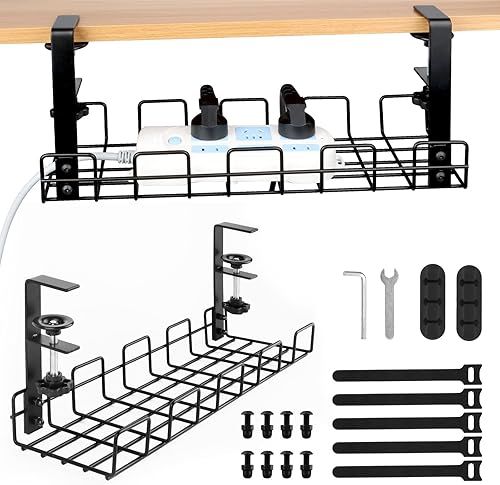 VFANDV Kabelmanagement Schreibtisch, Unter dem Kabelkanal Schreibtisch Ohne Bohren Klemmbar Kabel Organizer Tray Kabel Management Schwarz Kabelhalter Schreibtisch für Startseite Büro - Cheap-Us