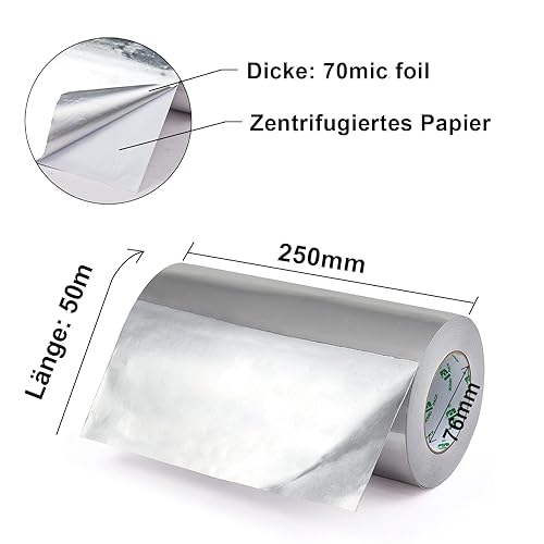 BOMEI PACK Aluminium Klebeban 300mm x 50 m, selbstklebendes Alu-Klebeband-Aluband, Wasserdichtes- und hitzebeständiges Band zum Versiegeln, Reparieren und Isolieren - Cheap-Us