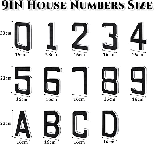 CARPESUN Solar Hausnummer Beleuchtet für Außen Wasserdicht, Beleuchtete Hausnummernschild Solar, Hausnummernleuchte Schwarz Groß - Höhe 23 cm (9-schwarz, 23CM) - Cheap-Us