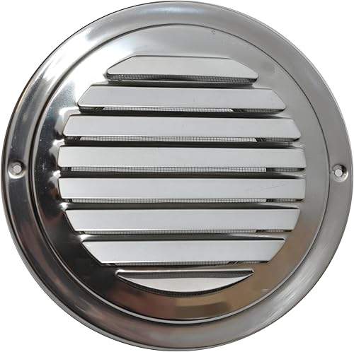 SYSTERM Lamellengitter Edelstahl poliert Wetterschutzgitter Lüftungsgitter DN - (100mm) - Cheap-Us