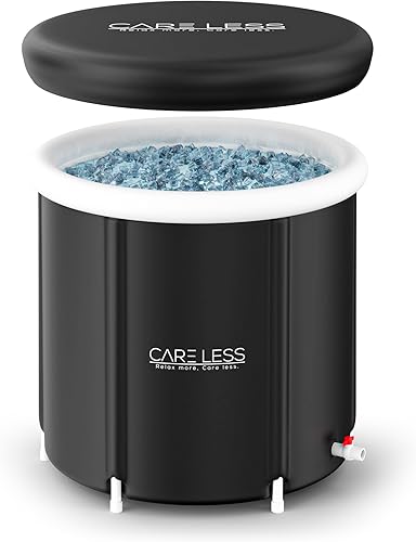 CARE LESS Aufblasbare Badewanne Komplettset - Faltbare Eisbad Tonne 75CM mit Abdeckung - Tragbares Ice Bath Tub für Erwachsene - Kryotherapie für Sportler & Anfänger - Hochwertiges PVC - Cheap-Us
