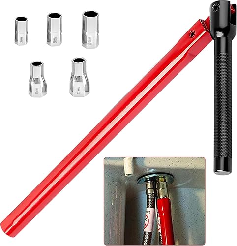 Standhahnmutterschlüssel 13mm - Standhahnschlüssel Set mit 8-12mm Einsätze - Standhahn Mutternschlüssel Satz für Waschbeckenarmatur Sanitärinstallationen - Armaturenmutterschlüssel Armaturenmon - Cheap-Us