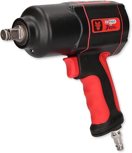 KS Tools THE DEVIL Schlagschrauber Druckluft 515.1200 I Druckluft Schlagschrauber mit praktischem Umschalthebel L/R I Hochleistungs-Doppel-Hammer-Schlagwerk, Schwarz/Rot - Cheap-Us