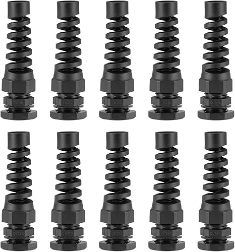 sourcing map 10Stk. Kontermutter PG9 Kabelverschraubung 4mm-8mm Drahtloch Nylongelenk mit Zugentlastung Schwarz - Cheap-Us