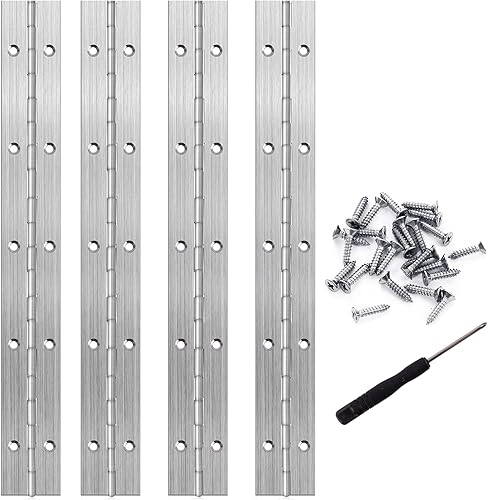 Klavierband Edelstahl 25 cm Scharnier Edelstahlscharnie mit Löchern Klavierscharnier Schraube Inklusive für Klaviere Schranktüren 4 Stück, mit Schraubendreher Schicken - Cheap-Us