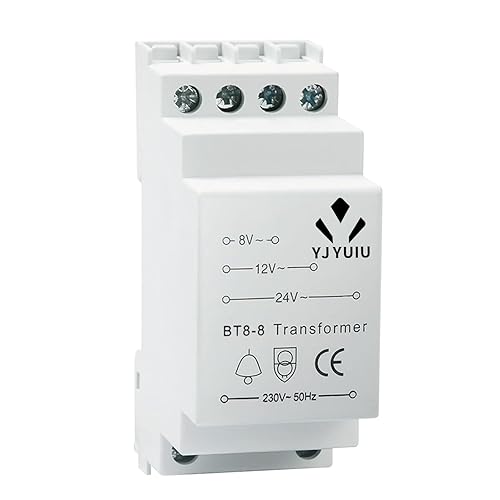 YJYUIU BT8 Klingeltrafo Türklingel 8V 12V 24V - Klingeltransformator für max. 8VA Türklingel Gong - passt auf genormte Hutschiene - Cheap-Us