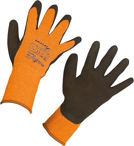 Kerbl 297384 PowerGrab Thermo Strickhandschuh Latex mit Acrylfutter Größe: 10, orange - Cheap-Us