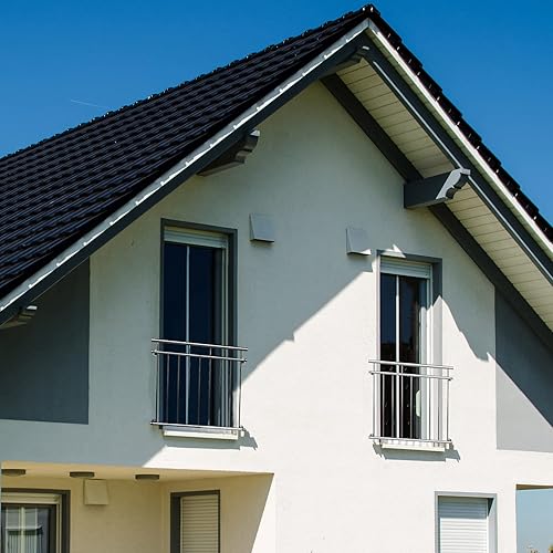 MONZANA® Französischer Balkon Edelstahl Pflegeleicht 90x128cm 9 Füllstäbe Balkongeländer Terrassengeländer Fensterschutz - Cheap-Us