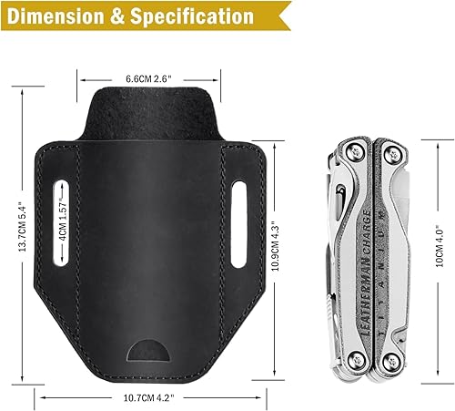 VIPERADE PJ31 - EDC Lederscheide Multitool Scheide Werkzeuge Holster Messer Gürtelscheide Taschenlampe Scheide für Leatherman Multitools Messerscheide（Schwarz） - Cheap-Us