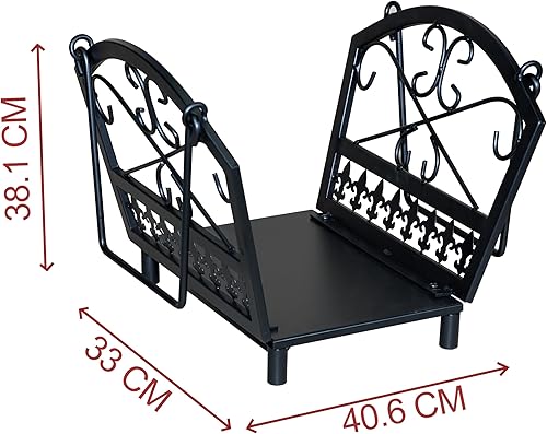 Loywe Holzkorb Kaminholz 40.6X31.7X39.4CM Holzwiege Kamin Feuerholzkorb Metall Brennholzkorb für Innen und Außen mit Stabilem Sockel & Griffen in Schwarz (Einfachheit) - Cheap-Us