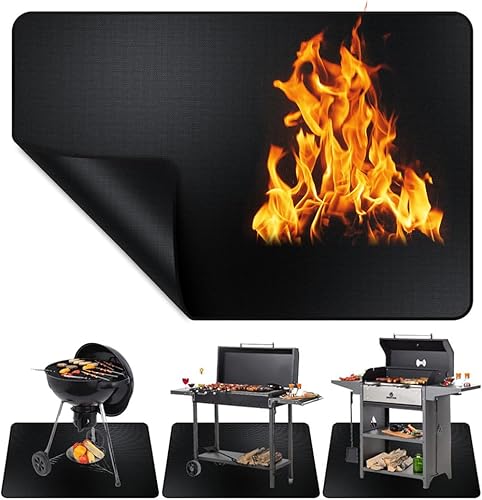 XEERUN Feuerfeste Unterlage, 120x100 cm Hitzeschutzmatte Hitzebeständig bis 982 °C, Lötmatte als Feuerfeste Matte für Sicheren Brandschutz, Stark Carbonfilz Feuerschutzmatte, für BBQ Grills, Camping - Cheap-Us