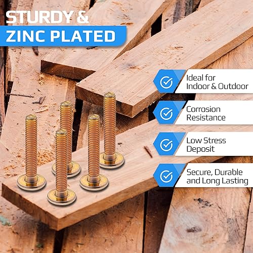 M6 x 45mm Sechskantschrauben für Möbel by Keple, 25 Stück – Stahl-Sechskantschrauben, Möbelschrauben, Schrauben für Bett- und Holzmöbel, Sechskant-Holzschrauben, Möbelschrauben, Möbelbeschläge. - Cheap-Us