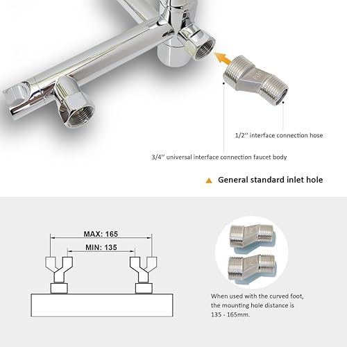 NIUKOMY Badewannenarmatur Vintage, Mischbatterie Badewanne Messing Chrom mit Keramik Handbrause, Wannenarmatur, Duscharmatur mit 90° Drehbar Lang Auslauf - Cheap-Us
