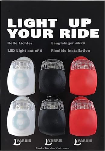 LED Licht 6er Set, Helles Licht, Kompakt und Wasserdicht, LED ist für Außenbereich, Wandern, Camping geeignet und kann auch als Kinderwagen Licht. (black, white, red) - Cheap-Us