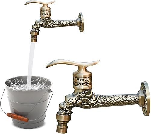 Vintage Wasserhahn Garten Drache Geschnitzt: Nizirioo Vintage Wasserhahn Langer, 1/2 Zoll Kaltwasser Waschtischarmatur Wasserhahn Wandmontage Waschmaschine, für Badezimmer Garten Küche - Cheap-Us