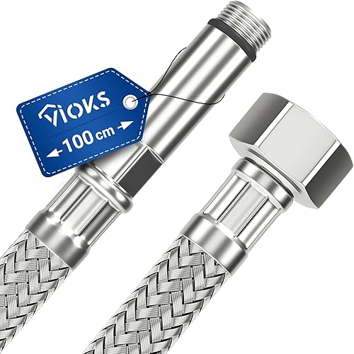 VIOKS Flexschlauch 1/2 Zoll (19,3mm) Überwurf Beidseitig 150 cm & Anschlussschlauch Armatur Trinkwasserschlauch Flexibler Schlauch für Wasserhahn Eckventil Waschtisch Küchenarmatur Bad WC Spülkasten - Cheap-Us