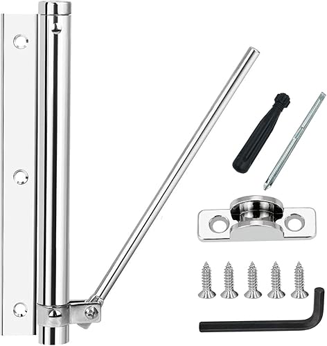 Nuyoah Türschließer Außen Stangentürschließer Türschliesser Innen Edelstahl Einstellbare Türanlehner Leichte Automatischer Federbelastet Max.80kg (Silber) - Cheap-Us