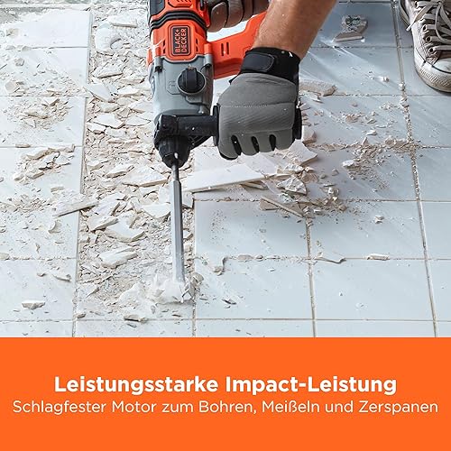 BLACK+DECKER 18V Akku-SDS-Plus-Bohrhammer, 1.2J Schlagenergie, 3 Modi, Inklusive 6mm Beton-Bit und Kit-Box, BCD900B-XJ - Cheap-Us