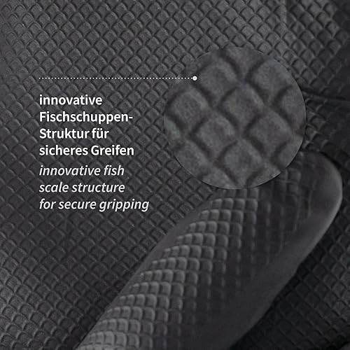 FRANZ MENSCH 50 Stück Nitrilhandschuhe Power Grip Long Extra | puderfrei, Packung, schwarz, 10/XL, L: 30cm, Einmalhandschuhe, Gastronomiehandschuhe, Industriehandschuhe, Montagehandschuhe - Cheap-Us