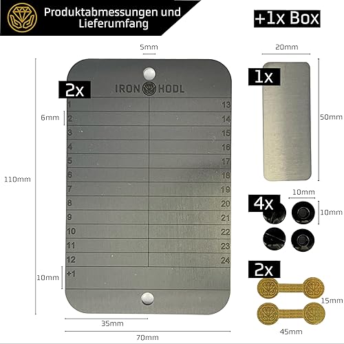 IRON HODL Steel Wallet + Gravierstift gold + Testplatte, Schrauben, Sticker, Box - (2x 24+1) Recovery Seed Phrase Metallplatte Crypto Wallet Bitcoin Wallet Crypto Cold Wallet Crypto Ledger gold - Cheap-Us