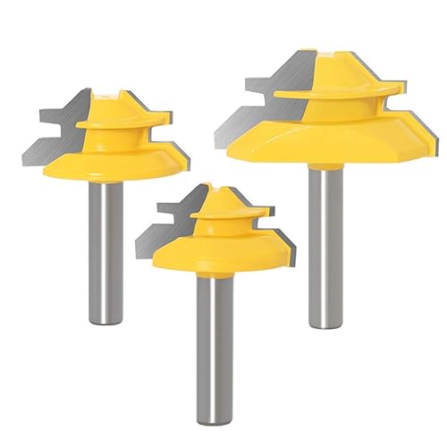 WSOOX 45 Grad Verleimfräser Gehrung Fräse Set, 3 Stück 8mm Schaft Verleimfräser Oberfräser, 45° Lock Miter Router Bit Holzbearbeitung Schneidwerkzeug für Graviermaschine Trimmmaschine - Cheap-Us