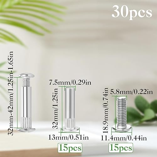 30 Stück Verbindungsschrauben M6 46-56mm Möbelverbinder Schrankverbinder Schrauben (15xMöbelschrauben,15xHülsenschrauben) Verbindungsschraube Möbelverbindungsschrauben für Möbel Schränken Holzbrettern - Cheap-Us