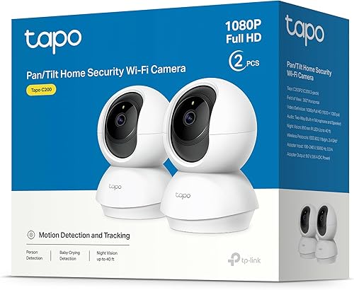 Tapo TP-Link C200 360°-WLAN-Überwachungskamera für den Innenbereich, FHD 1080P, Nachtsicht, Bewegungserkennung, Zwei-Wege-Audio, kompatibel mit Alexa und Google Assistant, für Babys/Haustiere - Cheap-Us