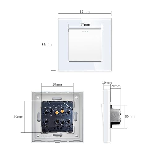 LIAONFOY 1 Fach 1 Weg Lichtschalter Glas panel Taste Schalter Ein Aus Schalter Wandschalter Unterputz Kipplichtschalter Weiß 110-250V 86mm - Cheap-Us